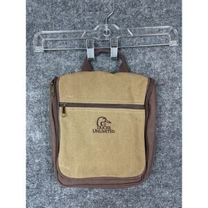 Duck Unlimited Men's Canvas Hanging Toiletry Bag Camel and Brown